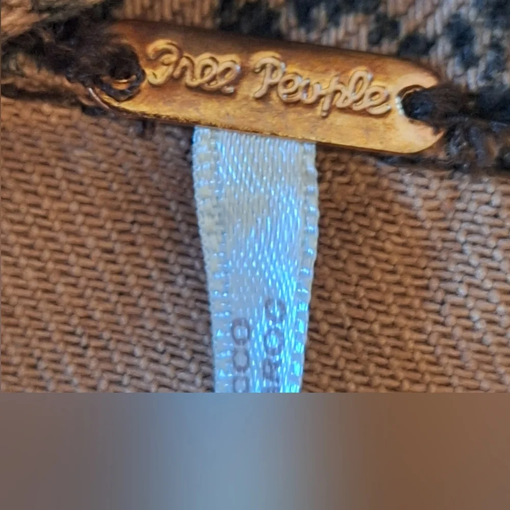 Free People Snakeskin Denim Trucker Jacket Button Up Cotton Brown Black Medium - Picture 3 of 16